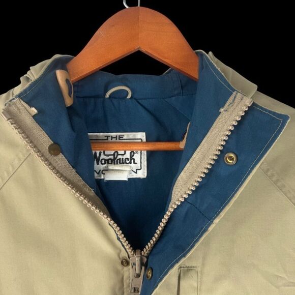 Woolrich Woman Tan Utility Jacket Vintage Hooded Front Zip Sz M - Picture 3 of 8